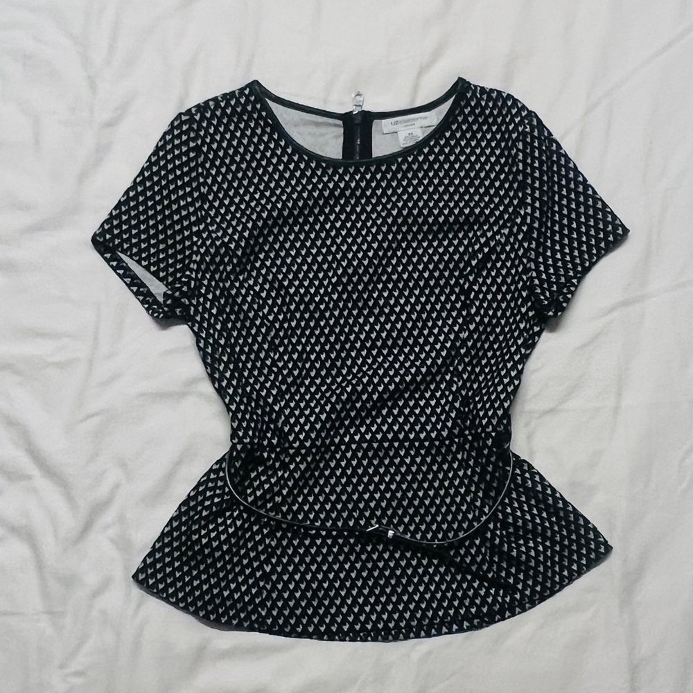 Liz Claiborne Black and White Patterned Blouse